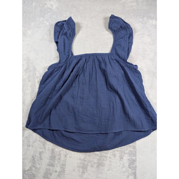 Vineyard Vines Tank Top Womens Size Large Blue Gauzy Ruffle Top Casual Everyday - Picture 7 of 7